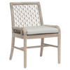 Palecek Montecito Coastal Abaca Grey Woven Teak White Cushion Outdoor Side Chair