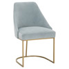 Amir Modern Blue Velvet Upholstered Brushed Gold Dining Side Chair - Set of 2
