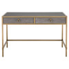 Simon Modern Classic Grey Shagreen Resin Brushed Gold Metal Desk
