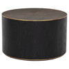 Primo Modern Polished Brass Accent Black Round Starburst Oak Round Coffee Table