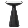 Lupe Industrial Loft Ash Glass Top Black Aluminum Pedestal Round Side End Table