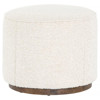 Leah Modern Classic Cream Performance Boucle Brown Wood Round Ottoman - 22"