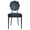 Earl Grey Modern Classic Black Leather Floral Aluminum Dining Side Chair
