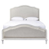 Zoe French Country Beige Upholstered White Wood Bed - King