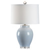 Haylie Coastal Beach Light Blue Crackle Glazed Ceramic Table Lamp