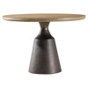Dinalyn Industrial Loft Bronze Pedestal Round Teak Dining Table - 44"W