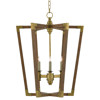 Aubrey Mid Century Modern Wood Brass Accent Lantern Pendant