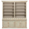 Antonia Updated Traditional Distressed Blue Wash Reclaimed Pine Display Cabinet