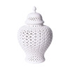 Scipio Modern Classic White Lattice Porcelain Lidded Ginger Jar - Large