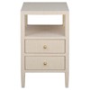 Worlds Away Roscoe Modern Glass Top Beige Grasscloth Side Table