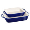 Staub Dark Blue Ceramic Rectangular 2 Piece Bakeware Set