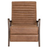Amani Mid Century Brown Leather Wood Tufted Recliner Arm Chair