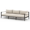 Cheryl Rustic Lodge Beige Upholstered Black Aluminum Outdoor Sofa - Large - 93"W