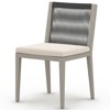 Cheryl Modern Beige Cushion Woven Grey Teak Wood Outdoor Dining Side Chair