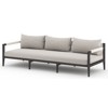 Cheryl Rustic Lodge Light Grey Upholstered Black Aluminum Outdoor Sofa - Large - 93"W