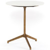 Parker Modern Classic White Marble Top Brass Aluminum Round Side End Table