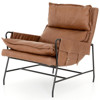 Tanya Industrial Lodge Brown Leather Black Iron Occasional Arm Chair