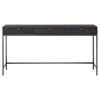 Theodore Industrial Loft Black Wood Grey Iron Base 3 Drawer Writing Desk