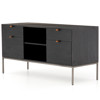 Theodore Industrial Loft Black Wood Grey Iron 4 Drawer Filing Credenza