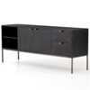 Theodore Industrial Black Wood Grey Iron 2 Drawer 2 Door Media Cabinet - 69"W