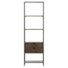 Theodore Industrial Loft Brown Wood Grey Iron Frame 2 Drawer Display Bookcase