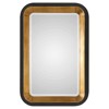 Skylar Hollywood Regency Two Tone Antique Gold Leaf Black Iron Beveled Wall Mirror
