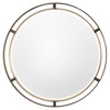 Emmanuel Modern Distressed Bronze Antique Gold Round Beveled Iron Wall Mirror