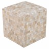 Lola Modern Classic Patched Beige Hair On Hide Leather Sqaure Pouf