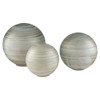 Jupiter Coastal Green Glass Orb Outdoor Sculptures - Set of 3