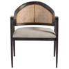 Finn Coastal Beach Grey Crypton Black Wood Arm Chair