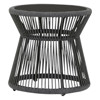 Levi Coastal Black Stone Top Woven Rope Round Outdoor Side End Table