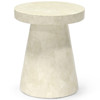 Palecek Foley Modern Classic White Stone Fiberglass Round Outdoor Side End Table