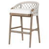 Palecek Otis Coastal Beach White Performance Woven Rope Hardwood Bar Stool