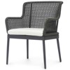 Palecek Somerset Coastal Beach Black Woven Rope Outdoor Dining Arm Chair