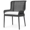Palecek Somerset Coastal Beach Black Woven Rope Outdoor Dining Side Chair