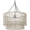 Palecek Tanner Coastal Beach Off White Woven Wicker Outdoor Drum Pendant