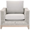 Alaina Coastal Beach Grey Woven Rope Teak Wood Outdoor Arm Chair