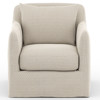 Cassandra Modern Sand Beige Cushion Slipcovered Outdoor Swivel Arm Chair