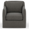 Cassandra Modern Charcoal Black Cushion Slipcovered Outdoor Swivel Arm Chair