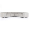 Hannah Modern Grey Channel Tufted 5 Piece Outdoor Sectional - 121"Wx121"D