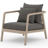 Naomi Modern Classic Black Cushion Natural Teak Wood Outdoor Lounge Arm Chair