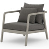 Naomi Modern Classic Black Cushion Grey Teak Wood Outdoor Lounge Arm Chair