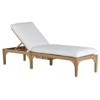 Club Modern Natural Teak White Cushion Outdoor Chaise Lounge