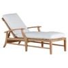 Croquet Coastal Natural Teak Wood Cushion Outdoor Chaise Lounge