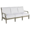 Haley French White Cushion Grey Teak Outdoor Sofa - 81.75"W