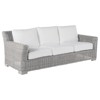 Rustic Modern Oyster Grey Woven Wicker Modern Outdoor Sofa - 81.25"W