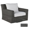 Rustic Modern Slate Grey Wicker Swivel Lounge Chair and Speaker
