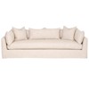 Nathan Modern Classic Beige Slipcovered Espresso Birch Wood Sofa