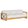 Malta Modern Natural Teak White Cushion Outdoor Sofa - 80"W