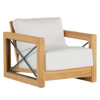 Malta Modern Natural Teak White Cushion Outdoor Lounge Chair